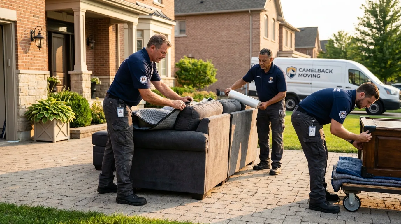 Large estate moving crew wrapping furniture in North Sioux City, SD