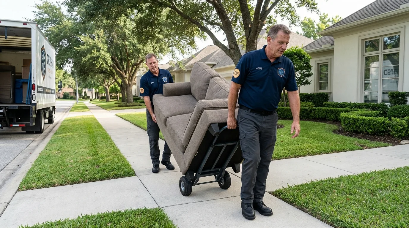 Local residential moving crew loading furniture in North Sioux City, SD